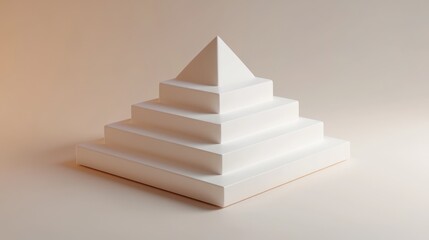 3D visualization of stepped pyramid structure created from plastic material.