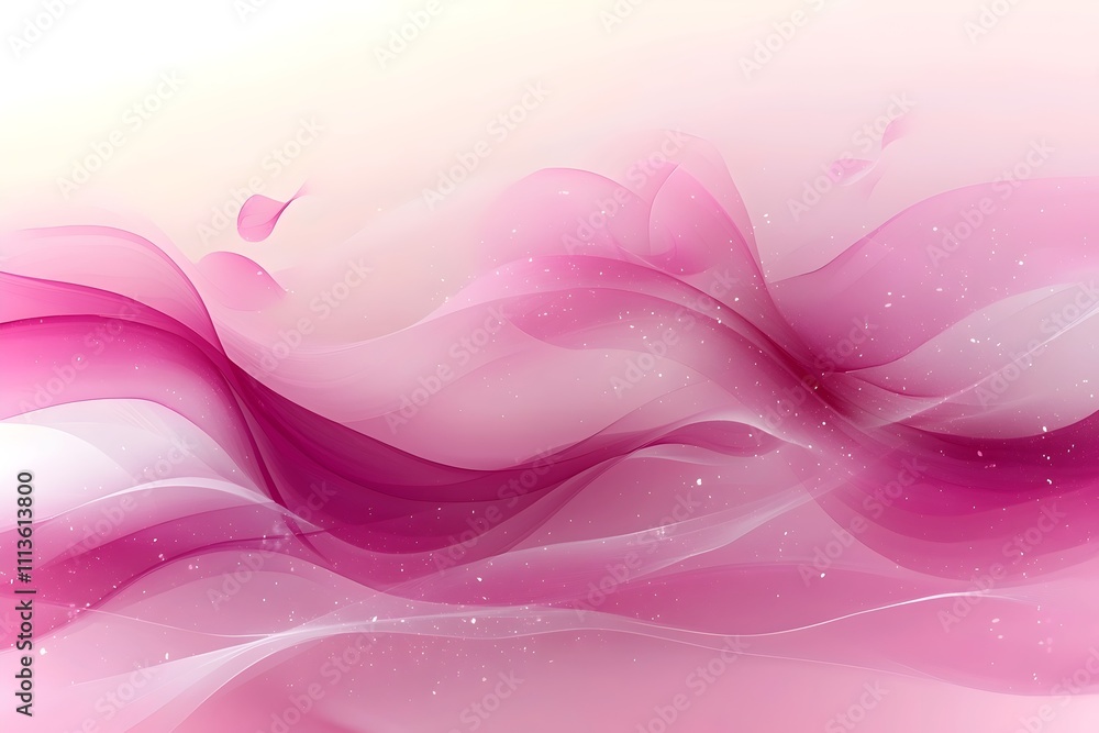 Poster an abstract design featuring beautiful flowing waves in shades of pink, creating a soft and dreamy a