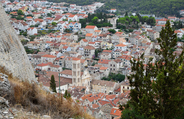 Town of Hvar, Croatia, aerial view 