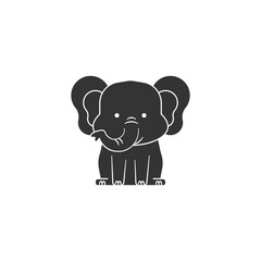 Elephant icon on white background. Silhouette elephant icon animal concept.