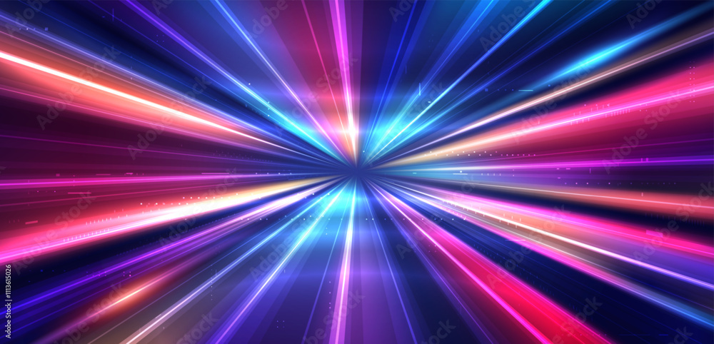 Poster abstract high-speed movement background. laser beams luminous. dynamic light trails with motion blur