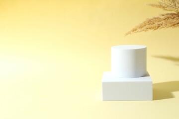 Props for product photography. Different podiums on a colored background