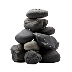 Stacked dark gray and black stones. Concept of balance, zen, and natural elements.