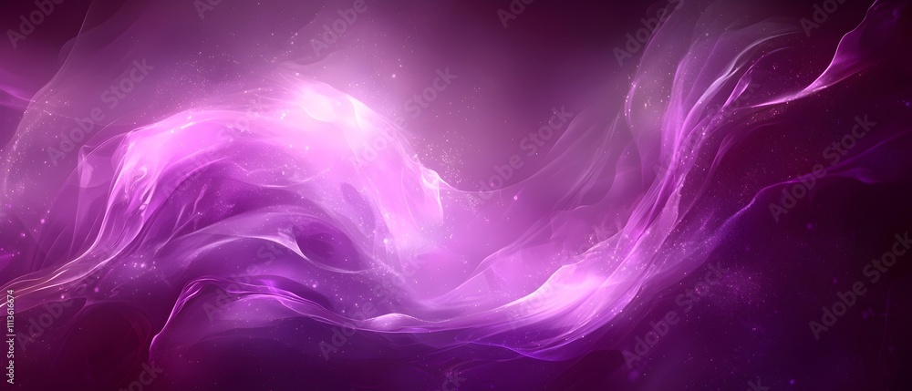 Poster an abstract composition featuring flowing waves of purple hues, creating a dreamy, ethereal atmosphe