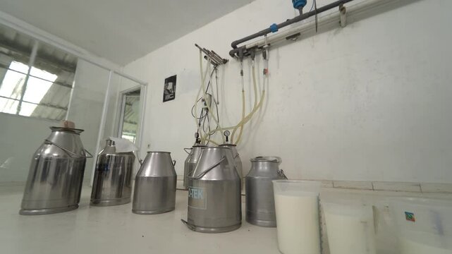 Dairy farm milk processing equipment.