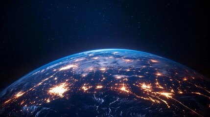 Obraz premium Stunning view of Earth illuminated at night from space showcasing cities and landscapes