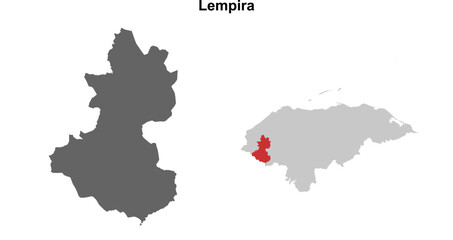 Lempira department blank outline map set