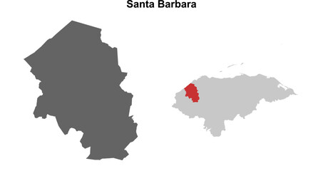 Santa Barbara department blank outline map set