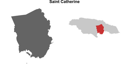 Saint Catherine parish blank outline map set