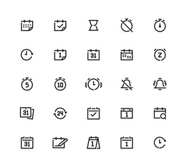 Time and Calendar. Editable Stroke Icons