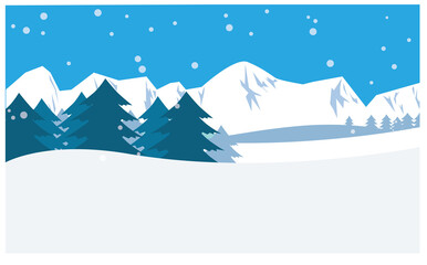 雪と森の背景フレーム素材