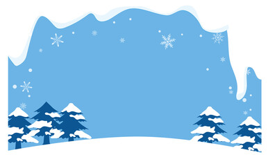 雪と森の背景フレーム素材