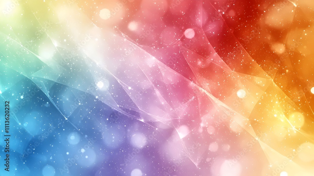 Poster a vibrant abstract background featuring a blend of rainbow colors with soft bokeh effects, creating 