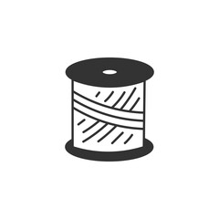 Skein of Sewing Thread doodle Icon. Spool. Handicraft tool equipment supply material symbol. Needlework sign logotype. Outline vector illustration
