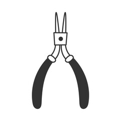 Cutting Pliers Icon. Home repair tool in line art doodle style. Handyman symbol. Outline vector illustration