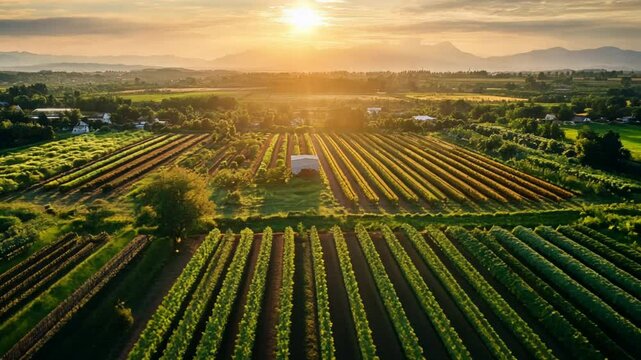 A large, eco-friendly infrastructure project involving sustainable farming and renewable energy sources