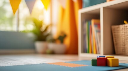 playroom filled with colorful blocks and bright decor, inviting fun