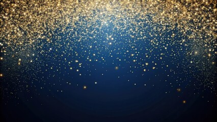 Obraz premium Dark blue abstract background with gold glitter, dark blue, abstract, background, gold, glitter, shiny, sparkly