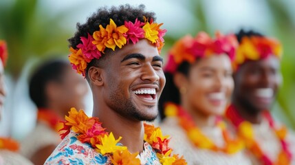 Vibrant Beachside Cultural Festival with Lively Music Traditional Dance Performances and Joyous Community Diverse crowd enjoying the festive spirit and cultural traditions at the seaside event