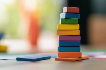 Colorful stacking blocks create fun and engaging learning experience