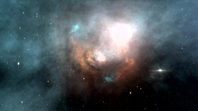 Pulsar. Powerful rays of neutron star.
Pulsar motion along the trajectory
