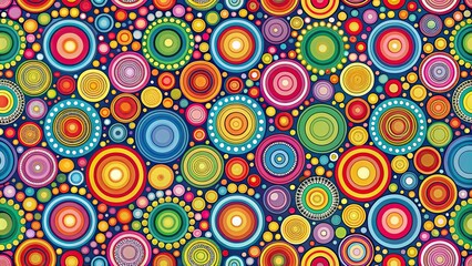 Fototapeta premium Seamless pattern with colorful circles, abstract, repeating, geometric, background, texture, round, vibrant, modern, design