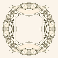 Decorative ornate retro emblematic floral blank card