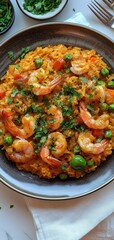 Fototapeta premium Savoring Paella Overhead View of Retro Plate Home Kitchen Food Photography Cozy Environment Aesthetic Concept