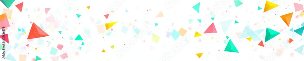 Poster a set of colorful gradient triangles against a white background, offering ample space, ideal for mod