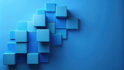 Minimal abstract render of blue squares on a blue background, abstract, minimal