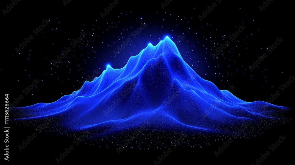 Canvas Prints a 3d render showcases an abstract, bright, and glittering blue background with a soft out-of-focus e
