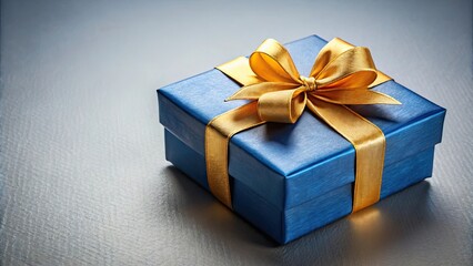 Blue gift box with golden ribbon perfect for celebrating special occasions, gift box, blue, golden, ribbon