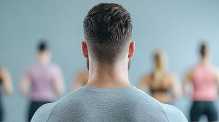 Fitness Instructor Providing Energetic Exercise Guidance and Motivation to Group of Participants During Dynamic Workout Session in Contemporary Gym Environment