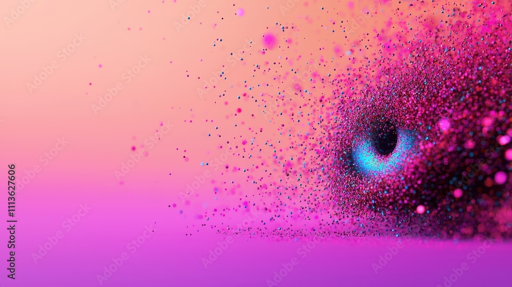 Poster human and futuristic learning concept. abstract eye illustration with vibrant colors and a splatter 