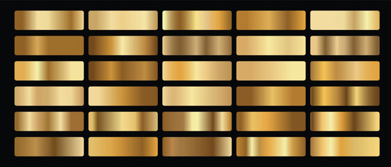 Golden gradients set. Metallic gold gradients. Elegant gold gradients collection . Golden gradient set. you can use this color any kind of designs.
