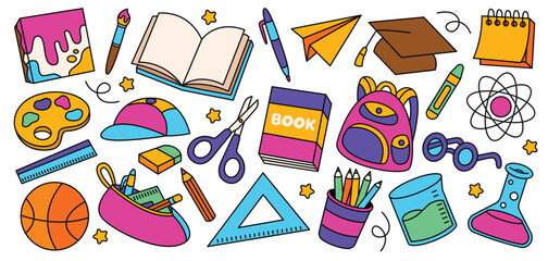 Hand drawn back to school doodle element illustration