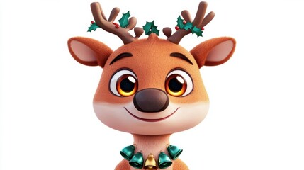 Cheerful Cartoon Reindeer with Christmas