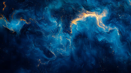 Abstract Blue Gold Swirl Background