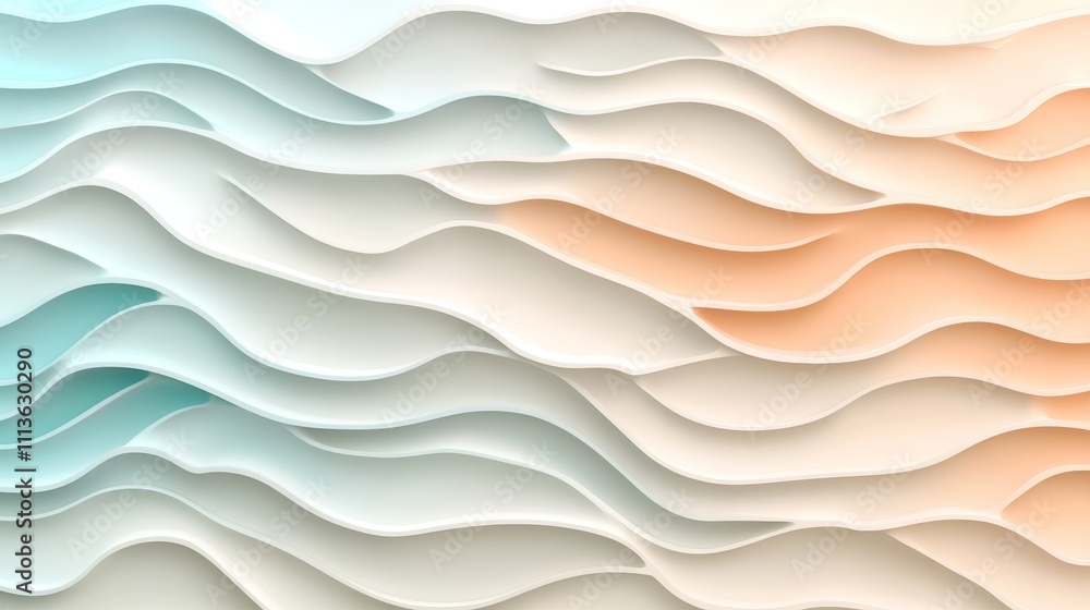 Poster a soft background with pastel wave patterns, using gradient colors, ideal for designing apps and pro