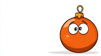 Cute Cartoon Christmas Ornament Character with Cheerful Smile and Happy Festive Expression