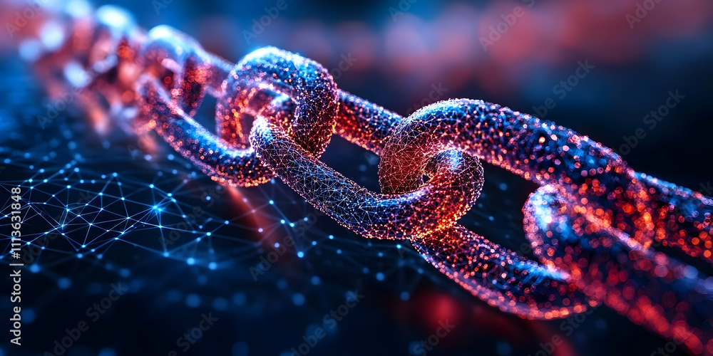 Aufkleber a close-up of a glowing, interconnected chain symbolizing technology and connectivity.