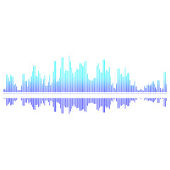 Frequency of the blue sound wave on a black background with grid