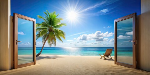 Desire to escape to a sunny destination , vacation, travel, relaxation, beach, tropical, sun, getaway, paradise, wanderlust