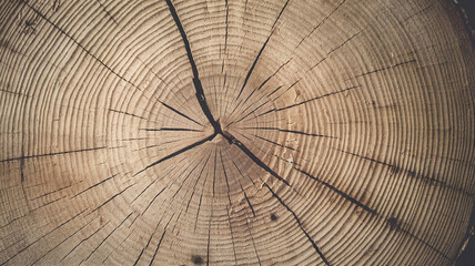 Fototapeta premium Close-up photo of a Douglas Fir tree cut surface showcasing its light natural tones, detailed growth rings, and organic texture, perfect for nature backgrounds and woodworking design projects. 