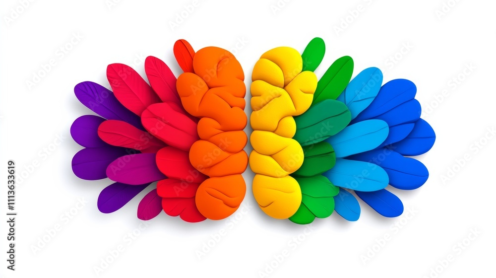 Poster the image is a colorful representation of two brains, with each brain having a different color. the 