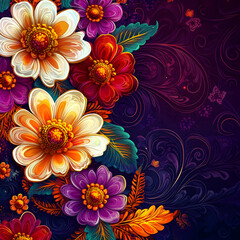 Obraz premium Vibrant Floral Illustration