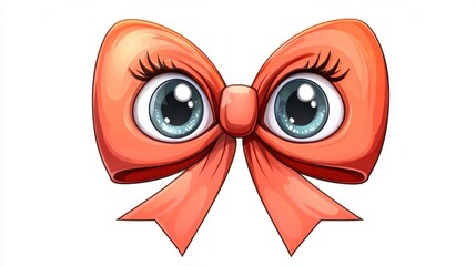 Fototapeta premium Cute Bow Shaped Cartoon Eyes Isolated on White Background