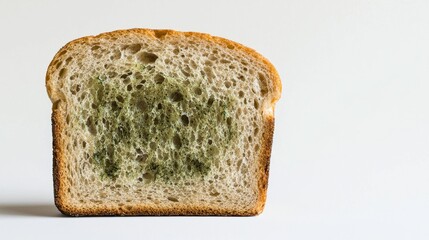 A slice of bread featuring a unique green interior, showcasing an unusual coloration that piques curiosity and interest.