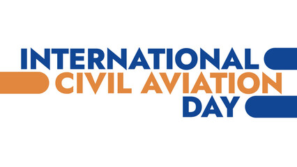 International Civil Aviation Day colorful text typography on white or black background banner illustration great for wishing and celebrating Happy International Civil Aviation Day in December