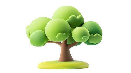 3D Cartoon-Style Green Tree Icon for Environmental Concepts and Designs